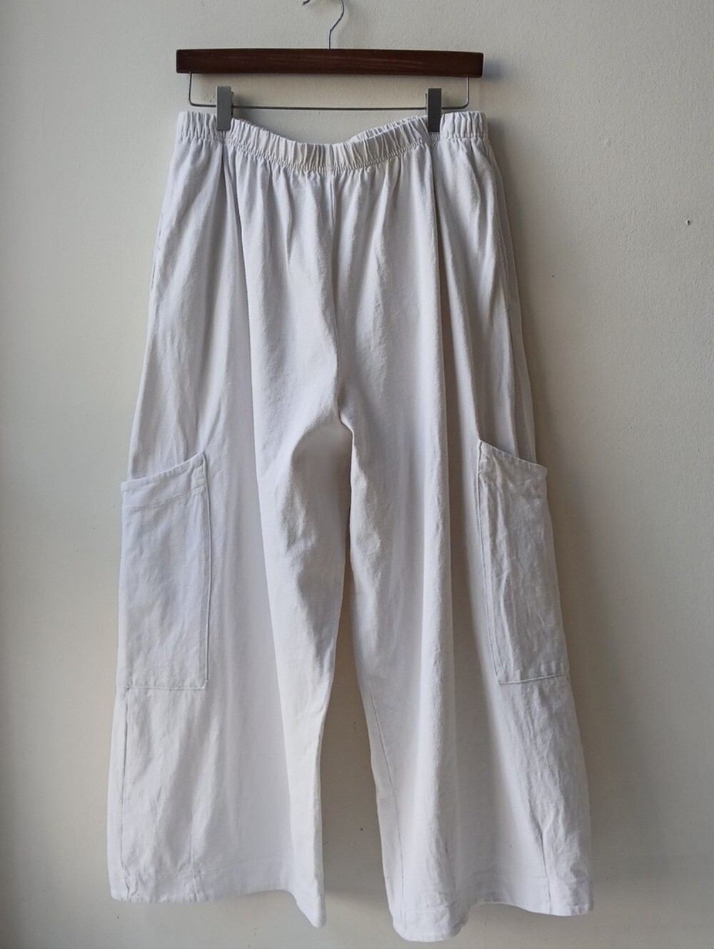 Pacific Cotton Wide Leg Pants White Women's XL